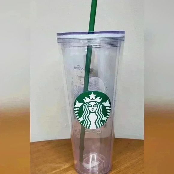 Disney STARBUCKS Walt Disney World 50th Anniversary Park Icons Clear TUMBLER - Picture 1 of 4